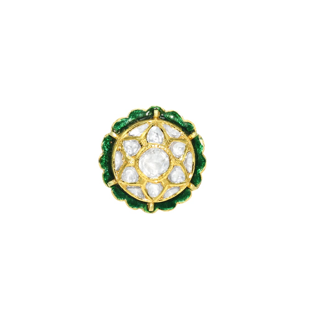 Gold Borla with Polki Star Floral Design and Green Meenakari
